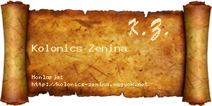 Kolonics Zenina névjegykártya